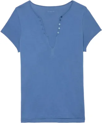 Zadig&Voltaire deep v-neck t-shirt - women - Organic Cotton - S - Blue