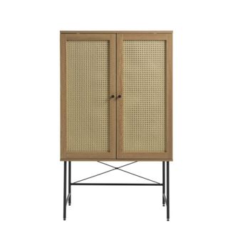 Meubles et Design Aparador alto 2 puertas de madera y metal H135cm - Madera clara