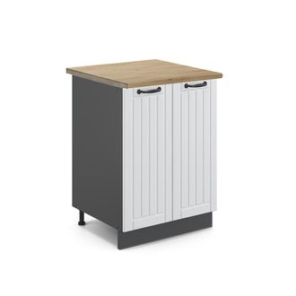 Vicco Mueble Bajo De Cocina Fame-line, Blanco Casa De Campo, 60 Cm, Et Roble, Vicco