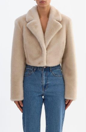 LaMarque CARLIE | Faux Fur Cropped Blazer in Angora at Nordstrom, Size X-Large