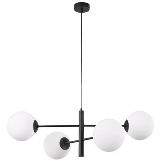 OEM L&aacute;mpara Colgante Vicenza Negra 4 Pantallas Planas Blancas E14