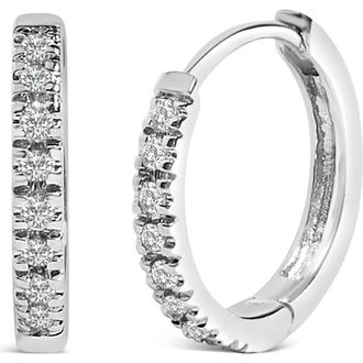 House of Brilliance 14K Gold 1/5 CTW Diamond Huggie Hoop Earrings in White at Nordstrom