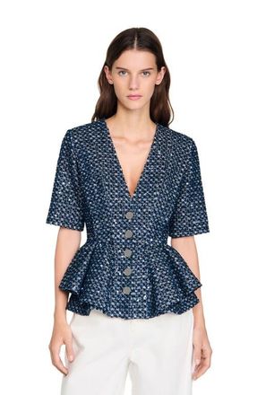 Sandro Sequinned jacket in Navy Blue at Nordstrom, Size 40 Eu