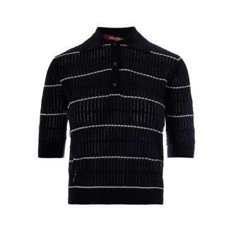 Max Mara Polo Shirts, female, Multicolor, Size: M Ribbed Polo Sweater
