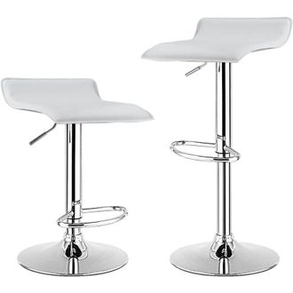 Costway Costway Taburete Alto Giratorio 360 &deg;, Taburetes Bar Ajustables En Altura De 65-86,5 Cm, Cuero De Pu, Taburete Cocina Con Reposapi&eacute;s Interiores Y Exte