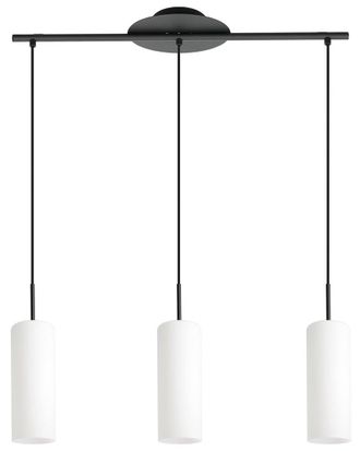 Eglo Eglo Troy 3 3 Light Linear Pendant With Structured Black Finish & Opal Glass Shade