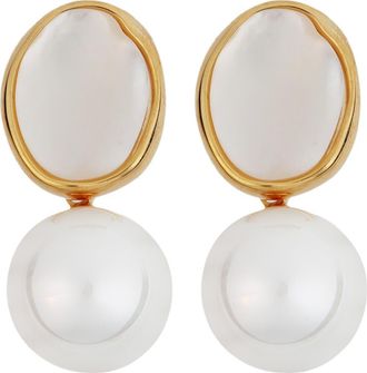 Panacea Faux Pearl & Freshwater Pearl Drop Earrings in White at Nordstrom