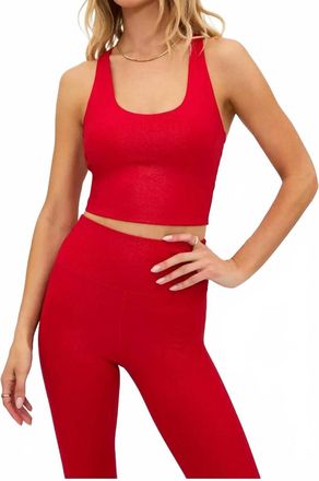 Beach Riot Textured Yara Top In Red Shine Waffle