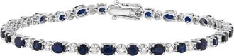 Diamond2Deal 10K White Gold Blue Sapphire and Diamond Tennis Bracelet 7