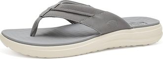 Hey Dude Finn Flip Mens Sandals Grey/White : 10 M, Faux Leather