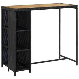 Berkfield Home 5 Piece Garden Bar Set with Cushions Poly Rattan Black
