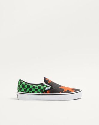 Valentino Garavani Valentino Garavani And Vans Slip-On Fabric Trainer with VLogo Checkerboard Print and Tropical Leaves Print