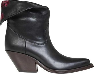 Chlo&eacute; Azelan Enkellaars - Dames - Cowboylaarzen - Zwart - 39 EU - Denim - Schoenen