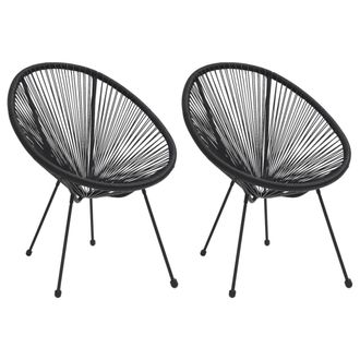 vidaXL Sillas De Jard&iacute;n Moon 2 Unidades Rat&aacute;n Negro Vidaxl
