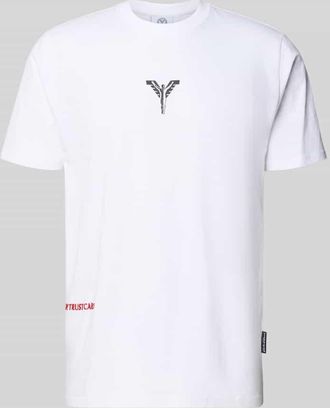 Carlo Colucci T-Shirt mit Label-Print in Weiss, Größe XXL