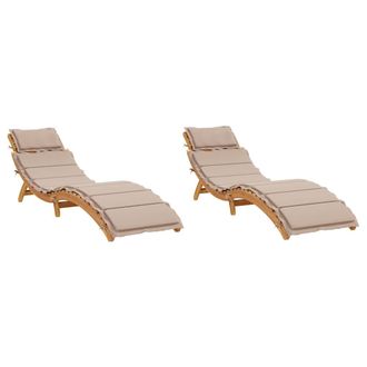 vidaXL Vidaxl - Tumbonas Con Cojines 2 Uds Madera Maciza De Acacia Gris Taupe