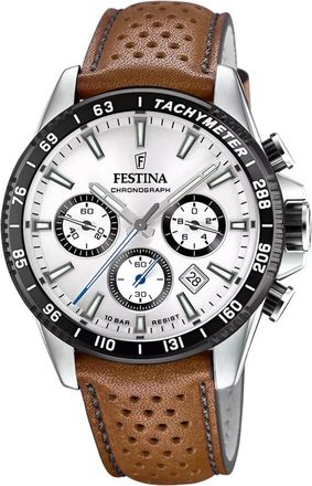Festina Timeless Chronograph - unisex - Horloges - Grijs - ONE Size - Leer - Accessoires
