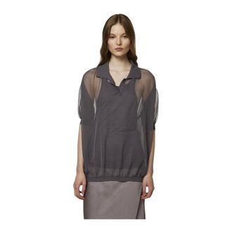 Daniele Fiesoli Polo Shirts, female, Gray, Size: S Polo over Misto Viskosa Dd6047