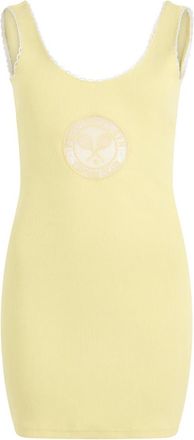 Philipp Plein Ribbed Tank Mini Jurk Tennis Club - Dames - Korte kleedjes - Geel - XS - Katoen - Kleedjes