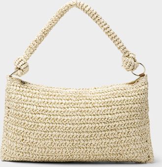 Simons Womens Knotted tubular handle braided-straw bag