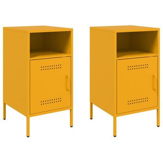 Berkfield Home Bedside Cabinets 2 pcs Mustard Yellow 36x39x68 cm Steel | Size: 36 x 39 x 68 cm