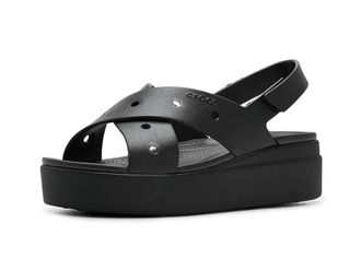 Crocs Brooklyn 4U Low Wedges Womens Sandals Black/Cross-strap : 10 M, Synthetic
