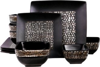 Elama s Naina 16 Piece Double Bowl Stoneware Dinnerware Set