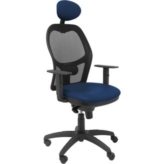 Piqueras y Crespo Piqueras Y Crespo - Silla Jorquera Malla Negra Asiento Similpiel Azul Marino Con Cabecero Fijo