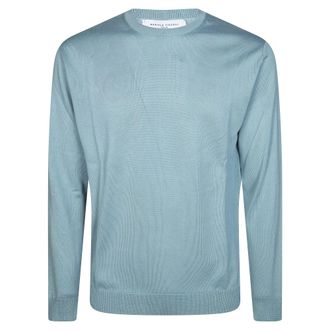 Daniele Fiesoli Round-neck Knitwear, male, Blue, Size: XL Maglia GC Base Cotone
