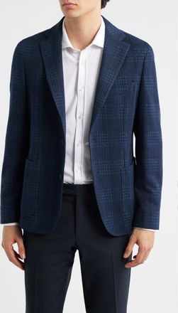 BOSS Hanry Slim Fit Plaid Knit Cotton Blend Sport Coat in Dk Bu at Nordstrom, Size 36 Regular