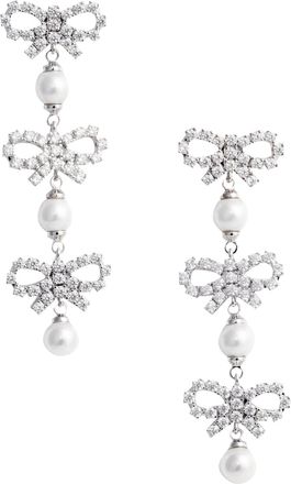 Self Portrait Micro Bow Pearl Tiered Earrings