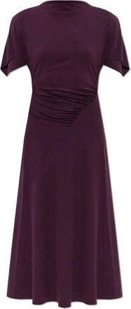 Victoria Beckham Asymmetrische Gedrapeerde Jurk - Dames - Casual kleedjes - Paars - S - Satijn - Kleedjes