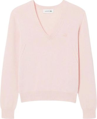 Lacoste V-neck Truien - Dames - V-hals truien - Roze - S - Truien & Vesten