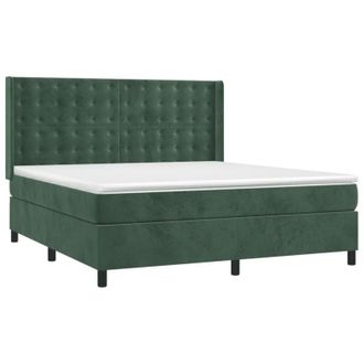 vidaXL Vidaxl - Cama Box Spring Con Colch&oacute;n Terciopelo Verde Oscuro 160x200 Cm