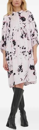 Bruuns Bazaar Abito a fiori con lavorazione a punto smock - Rosa