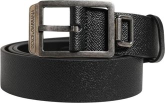 Dolce & Gabbana Calf Leather Belt - Heren - Riemen - Zwart - ONE Size - Leer - Accessoires