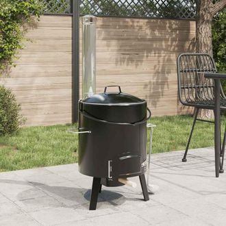 vidaXL Ca&ntilde;&oacute;n Para Gulasch Con Chimenea Y Tapa Acero Esmaltado Vidaxl