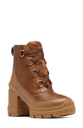 Sorel Caribou X Waterproof Lace-Up Block Heel Bootie in Velvet Tan/Tobacco at Nordstrom Rack, Size 9