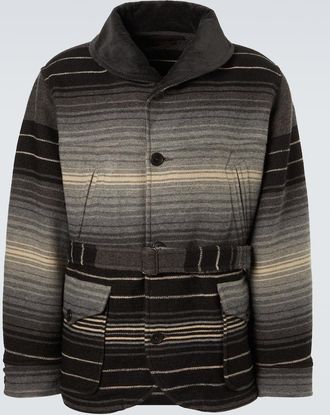 Ralph Lauren Striped wool and cotton jacquard coat