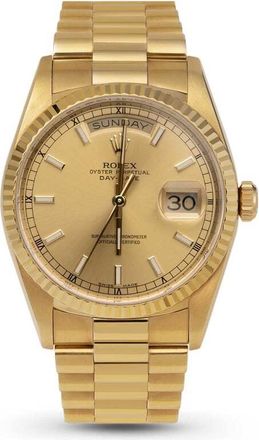 Rolex Pre-owned Rolex Day-Date Automatic Chronometer Champagne Dial Unisex Watch 18238 CSP