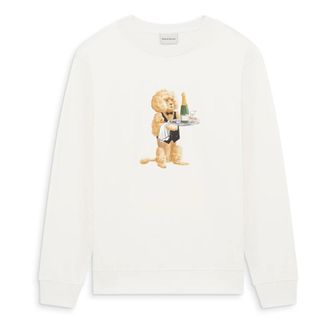 Drôle de Monsieur Sweatshirts, male, White, Size: XL Poodle Print Sweatshirt White Cotton