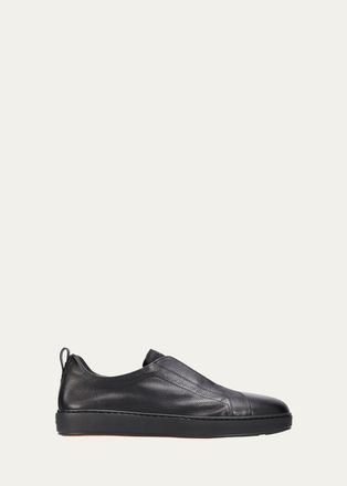 Santoni Mens Victory Deerskin Slip-On Sneakers