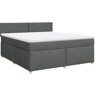 vidaXL Vidaxl - Cama Box Spring Con Colch&oacute;n Tela Gris Oscuro 180x200 Cm