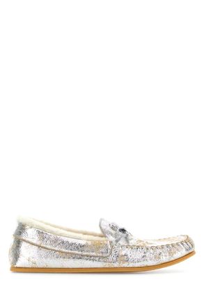 Gucci Silver Leather Loafers