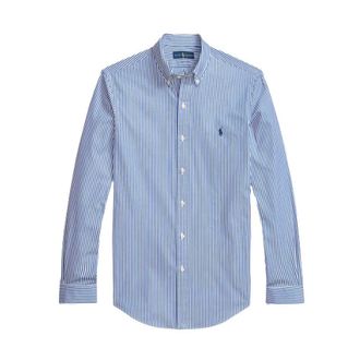 Polo Ralph Lauren Slim gestreept poplin overhemd - Heren - Zakelijke Overhemden - Blauw - XS - Katoen - Overhemden