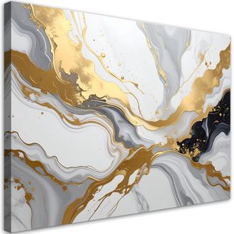 Feeby Impresi&oacute;n De Imagen Abstracci&oacute;n De M&aacute;rmol Gris Y Dorado 100x70