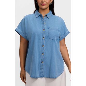 Foxcroft Abigail Denim Shirt in Bleach Wash at Nordstrom, Size 1 X