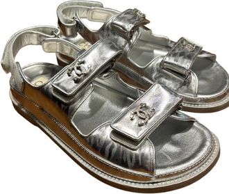 Chanel Silver Dad Sandals Size 37