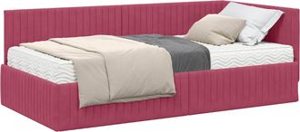 vidaXL Estructura De Cama Esquina Con Colch&oacute;n 2 Uds. Rojo Vino Vidaxl