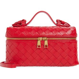 Bottega Veneta Intrecciato Leather Convertible Vanity Case in 6268 Cardinal-Gold at Nordstrom